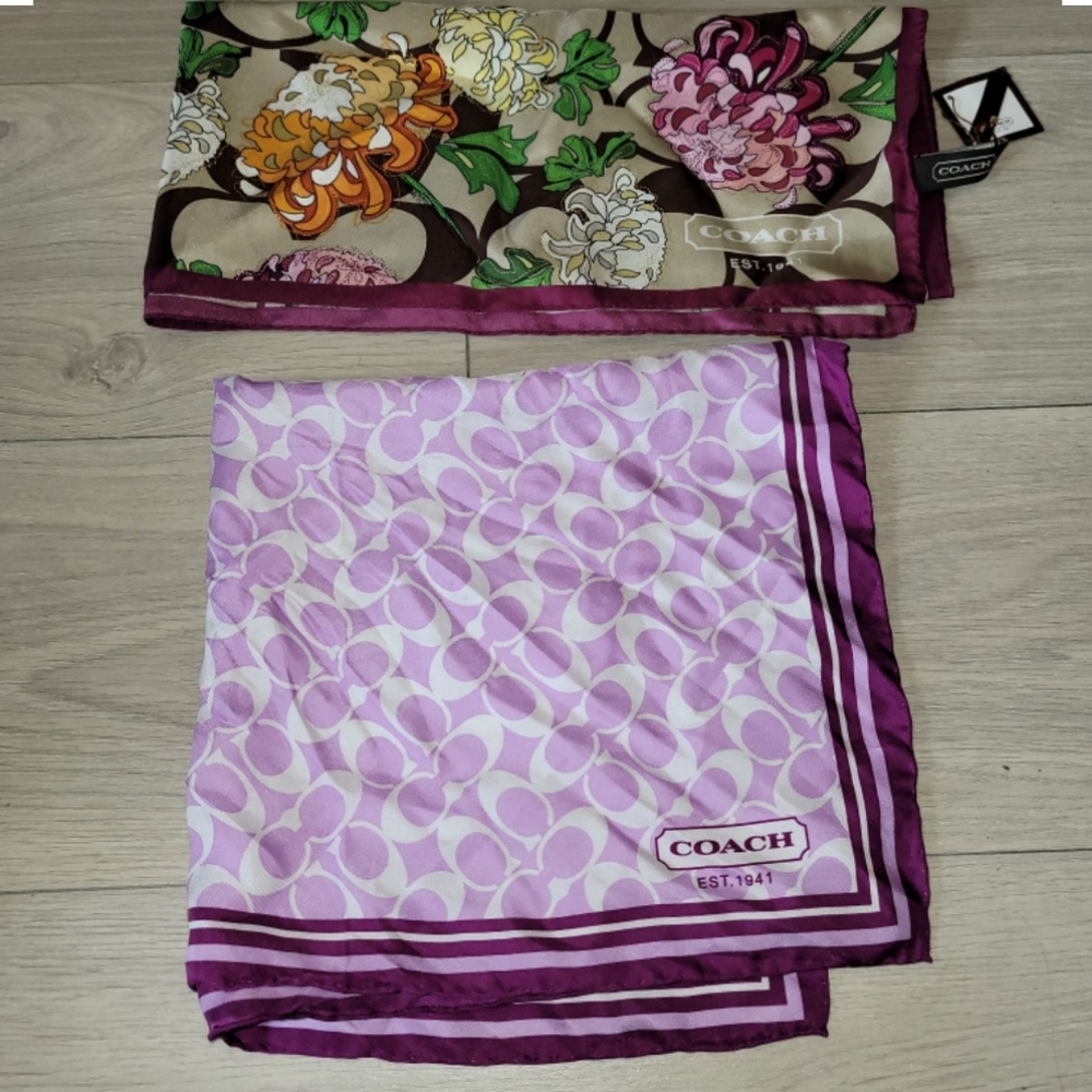 Coach purple floral scarf bundle 98355 rare